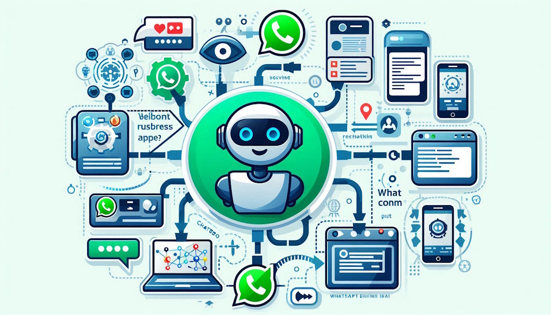 diagrama de chatbot com ícone do WhatsApp