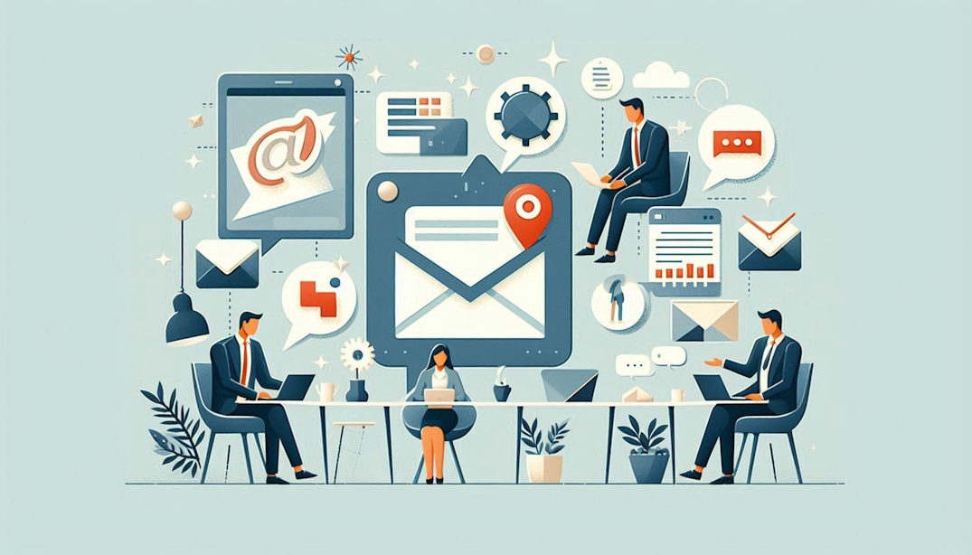 Ilustração conceitual de comunicação empresarial